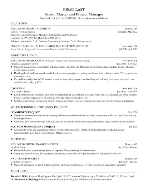 13 Scrum Master Resume Examples for 2025 | Resume Worded