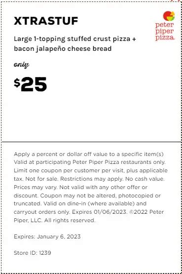 $5 Off Peter Piper Pizza Coupons, Promo Codes & Deals (Dec 2022)