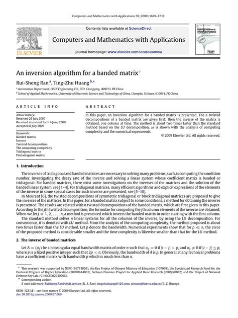 An Inversion Algorithm For A Banded Matrix | PDF | Matrix (Mathematics ...