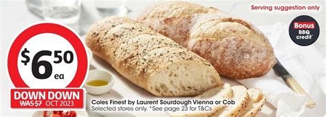 Coles Finest By Laurent Sourdough Vienna Or Cob Offer At Coles