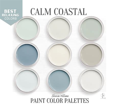 Calm Coastal Paint Color Palette Sherwin Williams Coastal Etsy Artofit