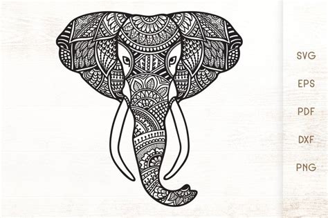 Elephant Head Zentangle Elephant Doodle Art Svg