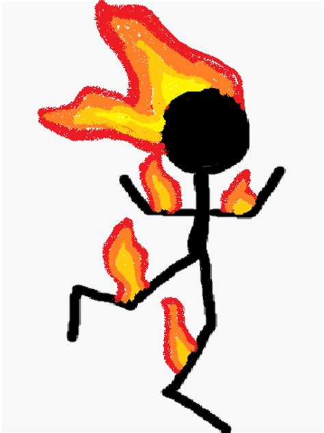 Man On Fire Ms Paint Sticker For Sale By Pixel Bat Redbubble