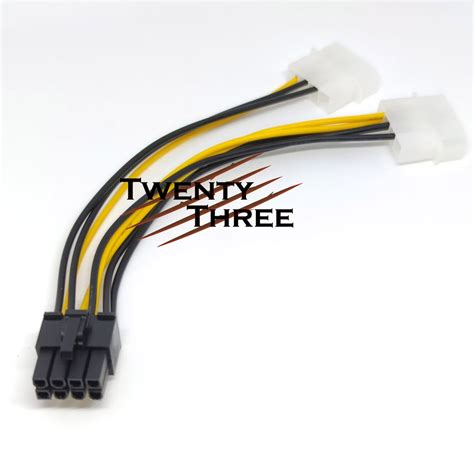 Jual Dual Molex 4 Pin Female To 8 Pin Male Kabel Power VGA Converter