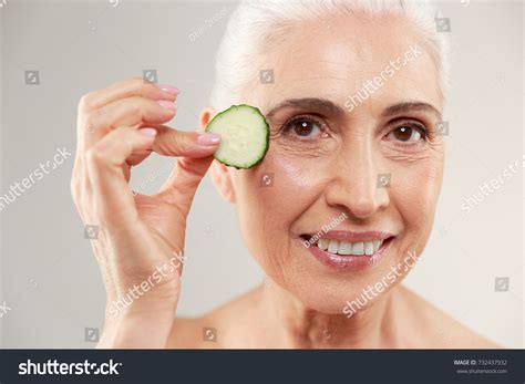 Beauty Portrait Smiling Half Naked Elderly Stock Photo 732437932