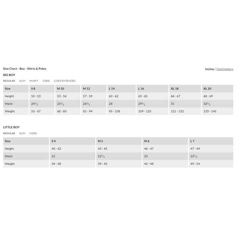 Lands End Size Chart Pk