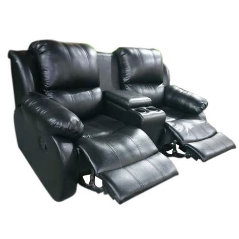 Leatherette Black Recliner Sofa For Seating Seating Capacity