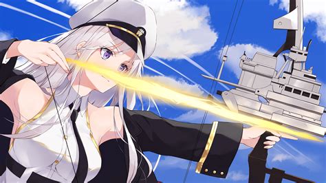 Download Purple Eyes White Hair Long Hair Bow Enterprise Azur Lane