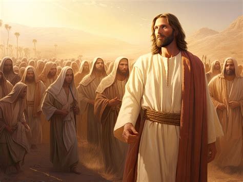 Premium Photo Beautiful Scene Of Jesus Leading A Group Of People