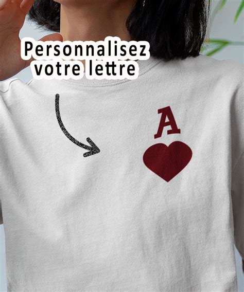 Tee Shirt Coeur Initiale Personnalisé Pour Femme