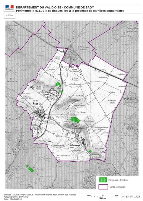 PPRN Carte Sagy Commune Du Val D Oise