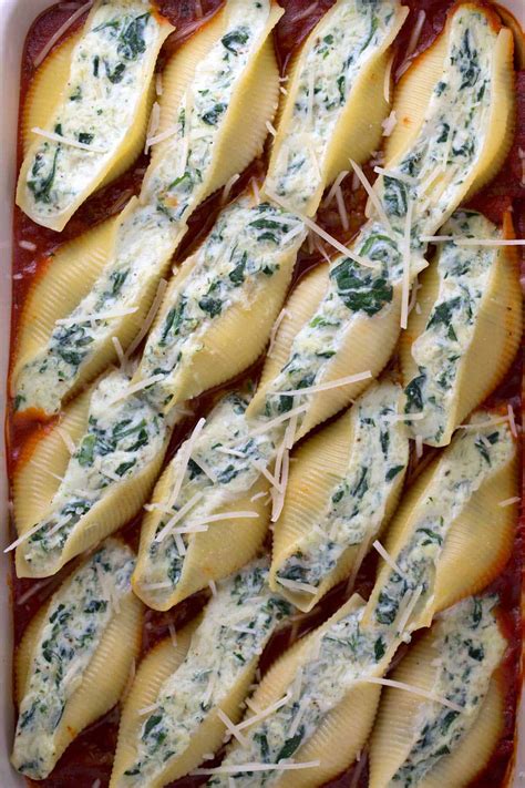 Spinach And Cheese Stuffed Shells With Meat Sauce Jessica Gavin