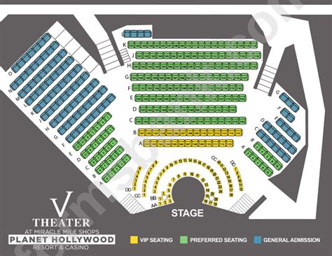 Planet Hollywood Seating Chart Printable Pdf Download