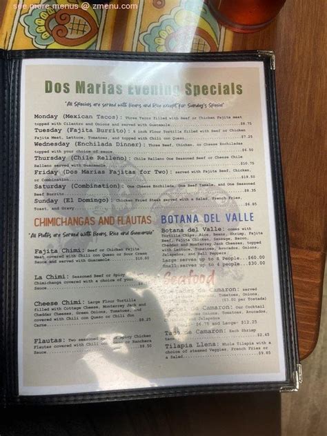 Online Menu Of Dos Marias Restaurant Paris Texas 75460 Zmenu