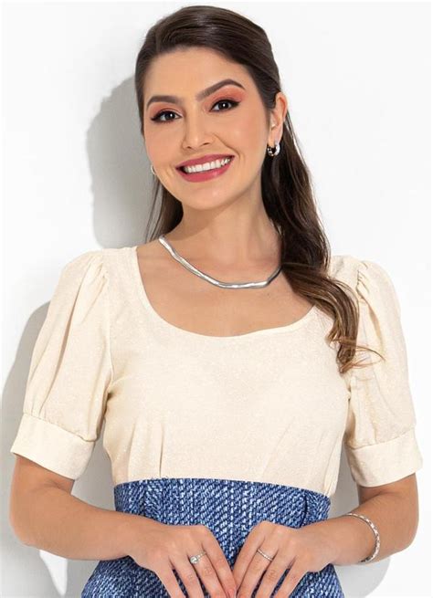 Blusa Off White Em Malha Lurex Rosalie