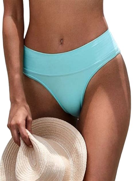 Women Summer Bikini Thong Bottom Brazilian V Cheeky Ruched Swimwear