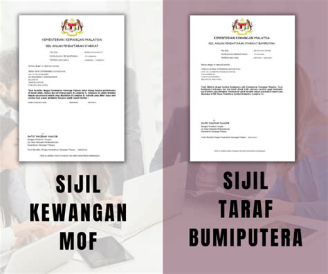 CERTIFICATE BEZA SIJIL MOF DAN TARAF BUMIPUTERA Lesen Kewangan