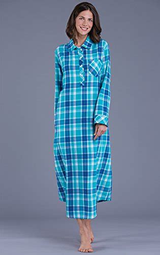 Pajamagram Nightgowns For Women Plaid Flannel Nightgowns Turquoise