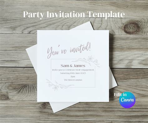 Party Invitation Canva Template Minimalist Editable (Instant Download) - Etsy