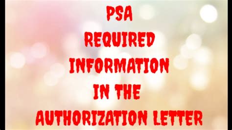 Psa Authorization Letter 2022 Youtube