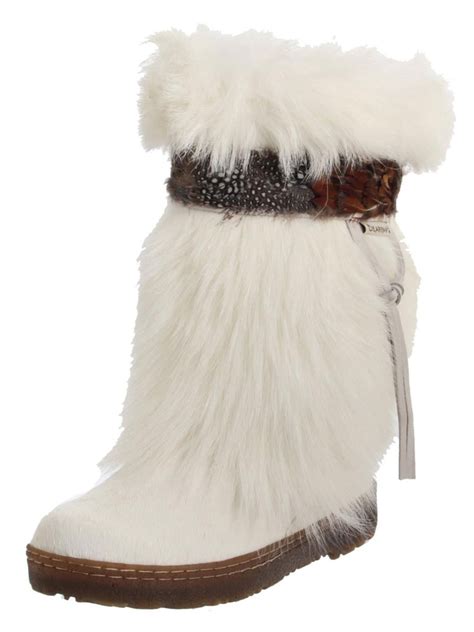 Bearpaw Kola Womens Goat Fur Sheepskin Mid Calf Snow Boots White Size 7