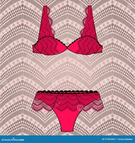 Hand Drawn Vector Lingerie Set Stock Vector Illustration Of Lace