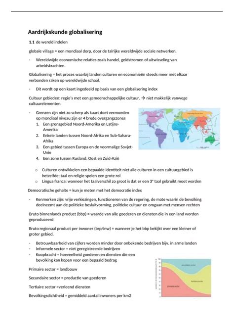 GEO VWO5 Samenvatting Aardrijkskunde Globalisering Aardrijkskunde