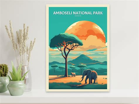 Amboseli National Park Travel Print Amboseli Illustration Amboseli Wall