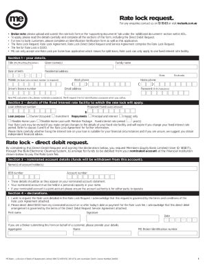 Fillable Online Rate Lock Request Fax Email Print Pdffiller