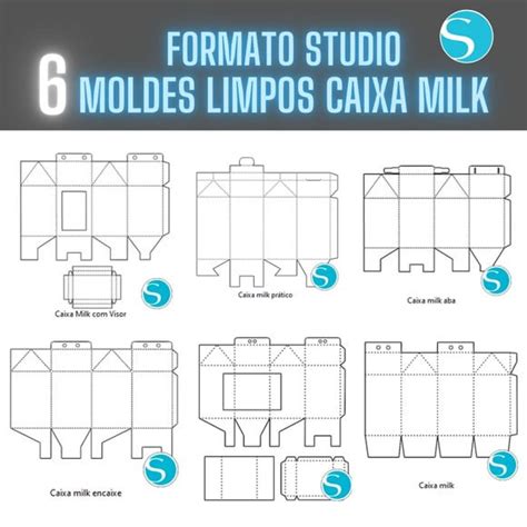 6 Moldes Limpos Caixa Milk Arquivo De Corte Silhouette Elo7