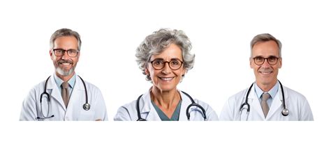 Ai Generated Set Of Collection Senior Doctors Smiling In Uniform With