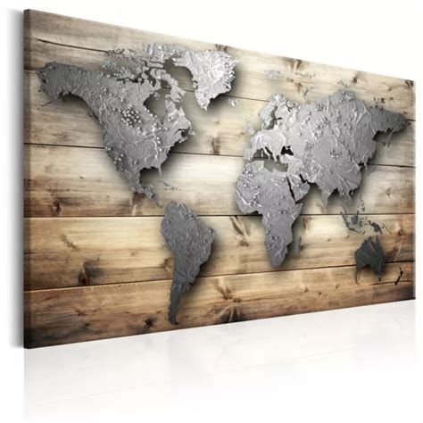 WELTKARTE WORLD MAP HOLZ Wandbilder Xxl Bilder Vlies Leinwand K C 0033