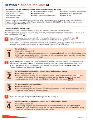 Fillable Online Bristol Ac Application For Student Finance Pdf Kb