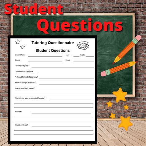 Tutoring Questionnaires Questions Resource Editable Tutor Questions