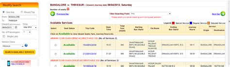 State Bus Routesfare Schedule Information Online Ksrtc Online Booking