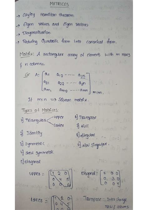 Solution Engineering Mathematics Notes Matrices Studypool