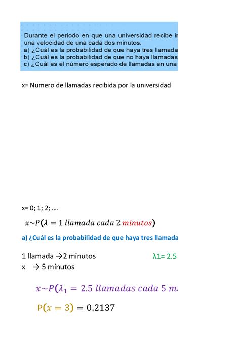 Solucion Practica Binomial Y Poisson X Numero De Llamadas Recibida