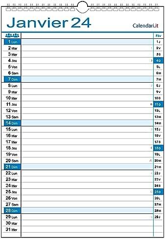 Calendrier 2024 Familial Mural Organisateur Familial 30 X 42 Cm