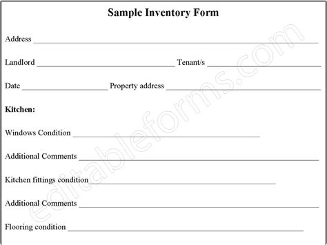 Sample Inventory Form | Editable PDF Forms