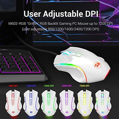 Redragon M602 Griffin RGB Gaming Mouse, RGB Spectrum Backlit Ergonomic ...