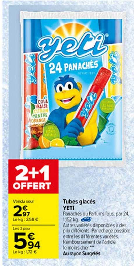 Offre Tubes Glacés Yeti chez Carrefour