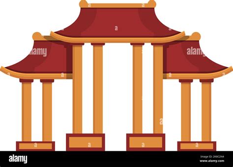 Pagoda Arch Icon Cartoon Vector Asian Building City Palace Stock