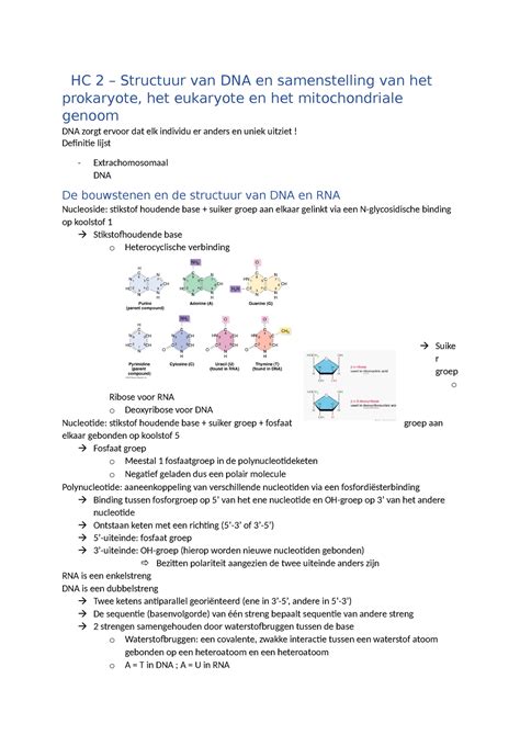 HC 2 Structuur Van DNA En Samenstelling Van Het Prokaryote Het