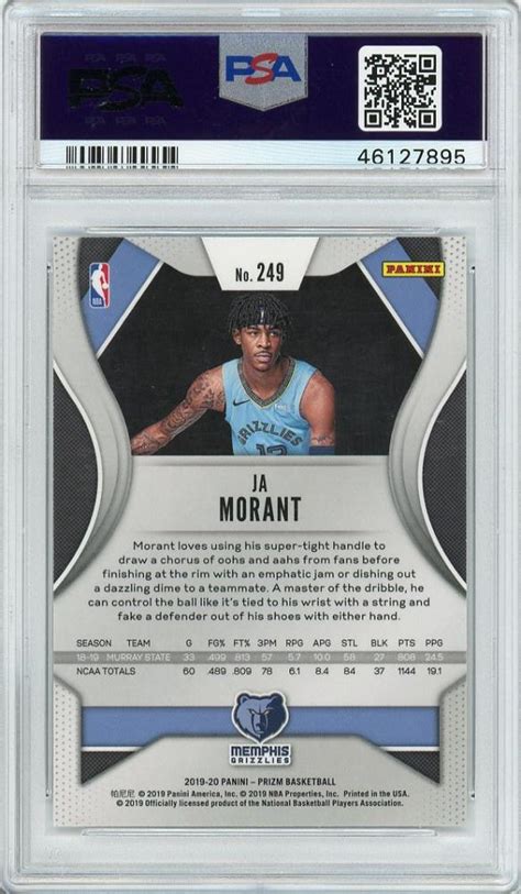 Mint Panini Prizm Ja Morant Psa Mint Rc