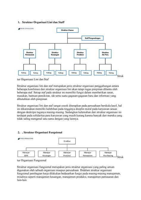 Struktur Organisasi Lini Dan Staff 1 Organisasi Lini Dan Staff Struk