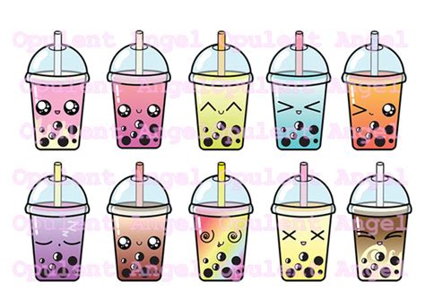 Kawaii Clipart Bubble Tea Boba Pack Bubble Tea Drink Drinks Clip Art Png Vector Printable