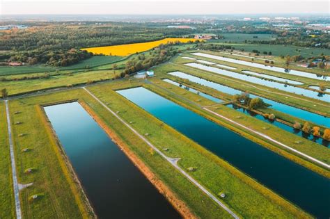 Premium Photo Artificial Lakes To Collect And Purify Water Many Small