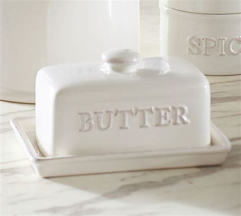 Country Butter Dish White Modern Farmhouse D Cor Ceramic Butter