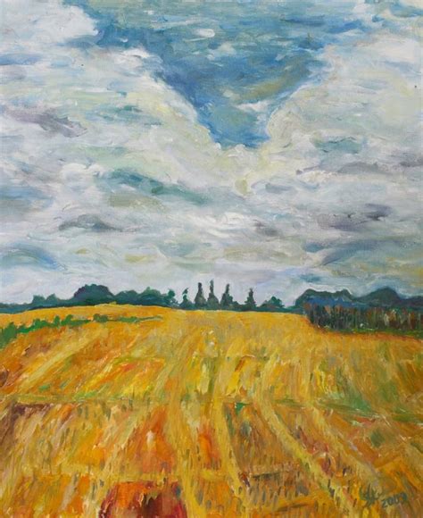 August fields Painting by Jolanta Skruzdyte | Saatchi Art