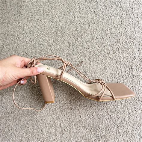 Novo Nude Heels Size 7 Worn Twice Wrap Heels Depop